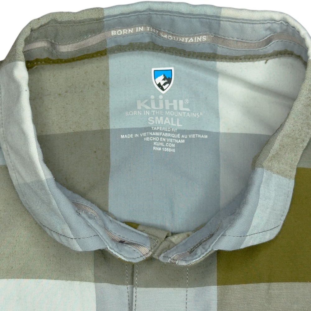 KUHL Styk Tapered Fit Mens Small‎ Green Blue Plaid Short Sleeve Shirt Outdoors - Picture 3 of 11